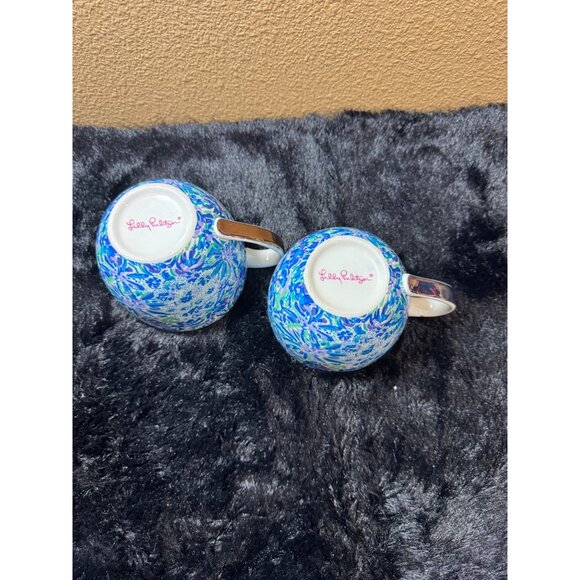 Lilly Pulitzer Floral Ceramic Coffee/Tea Mugs With Gold Handles Set Of 2 - Picture 3 of 7